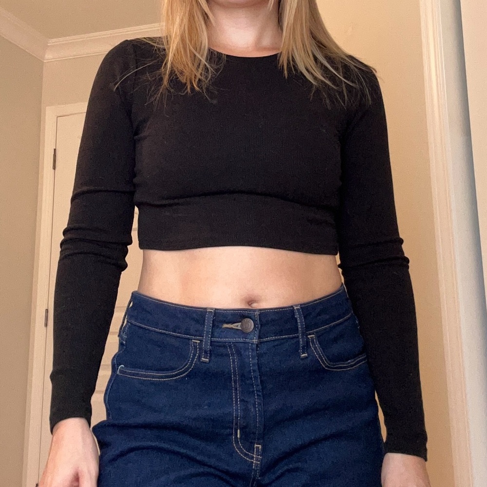 Garage Black Ribbed Knit Top